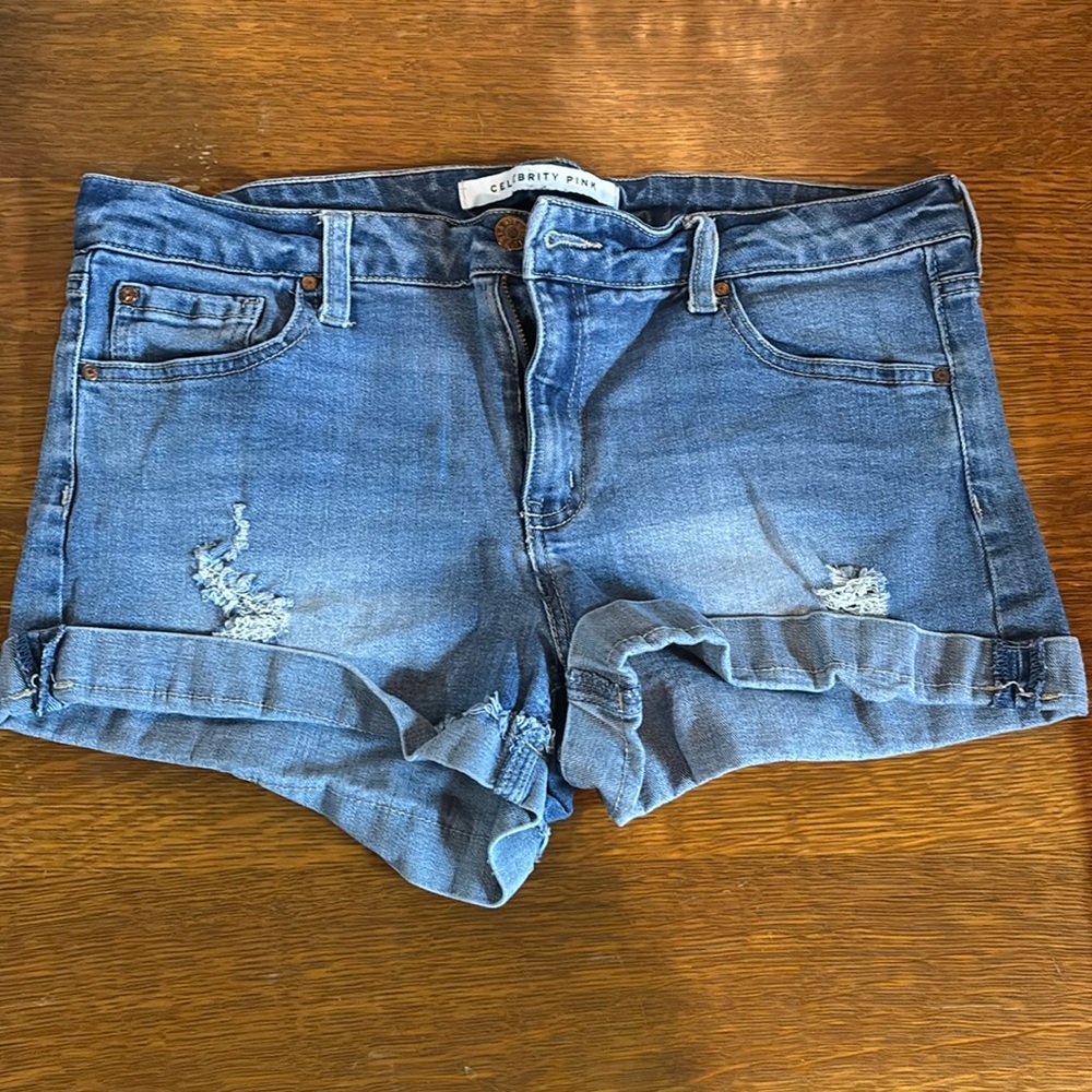 Juniors size 11/30 destressed light denim shorts